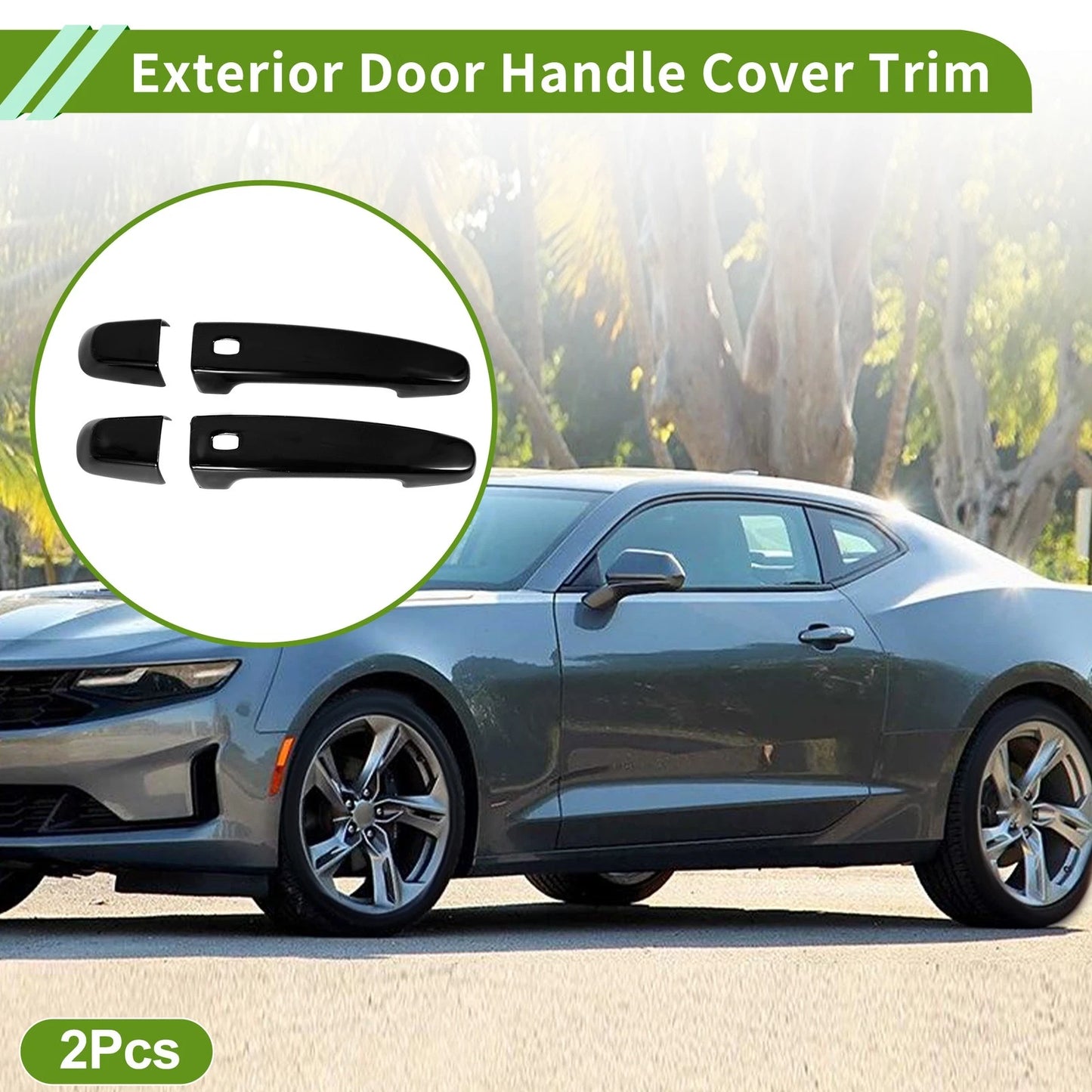Exterior Door Handle Cover Trim for Chevrolet Camaro (2016–2023) Glossy Black