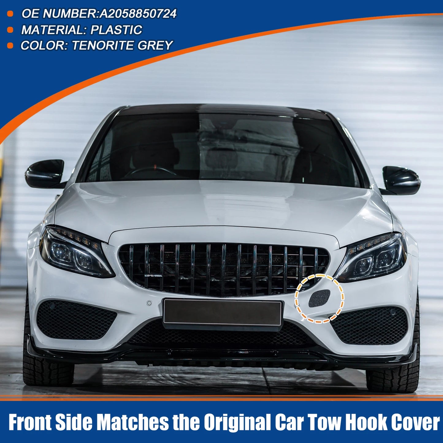Tow Hook Cover for Mercedes-Benz (A2058850724) (2016–2023) Tenorite Grey