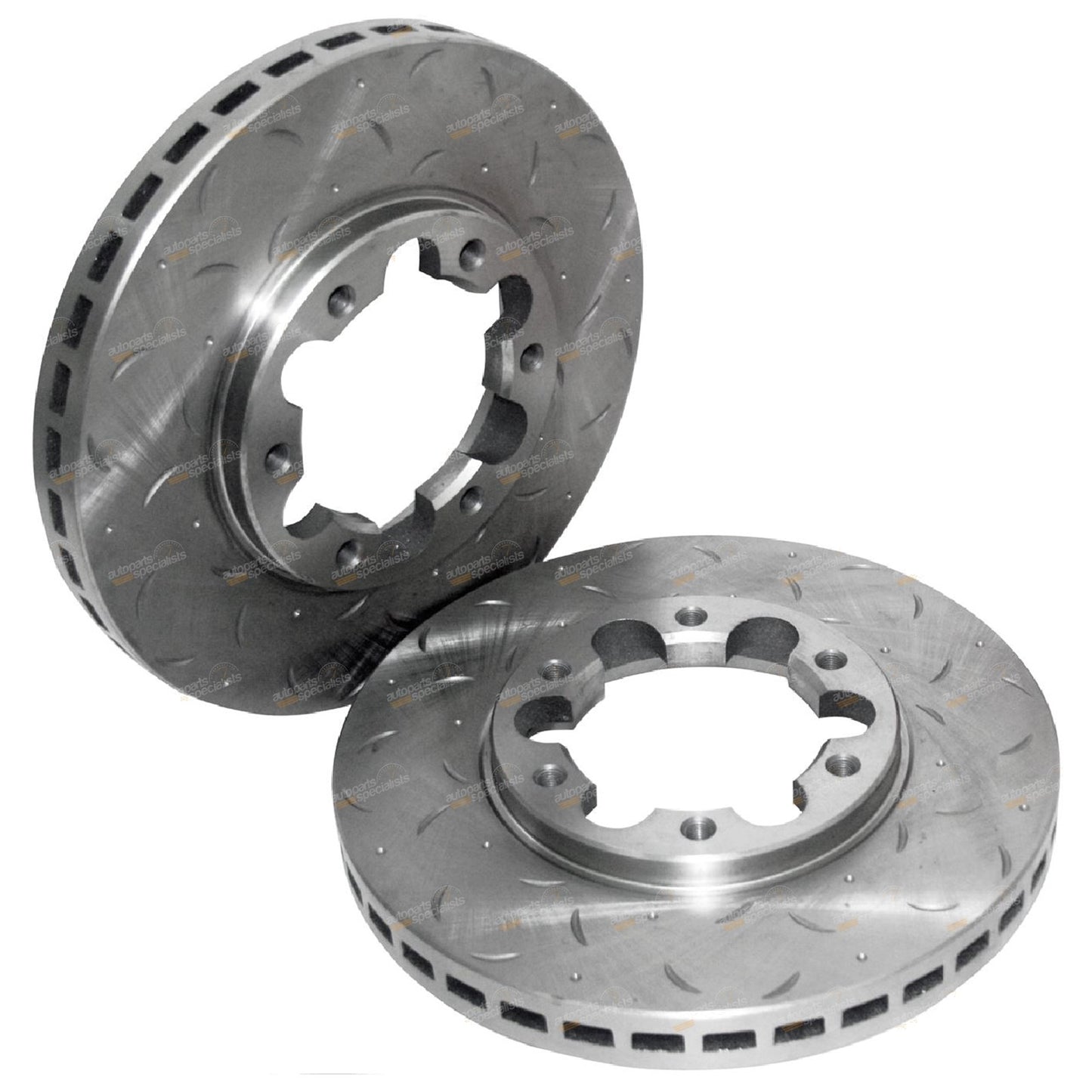 2 Slotted and Drilled Front Disc Brake Rotors for Nissan Patrol GU (1997–2016)