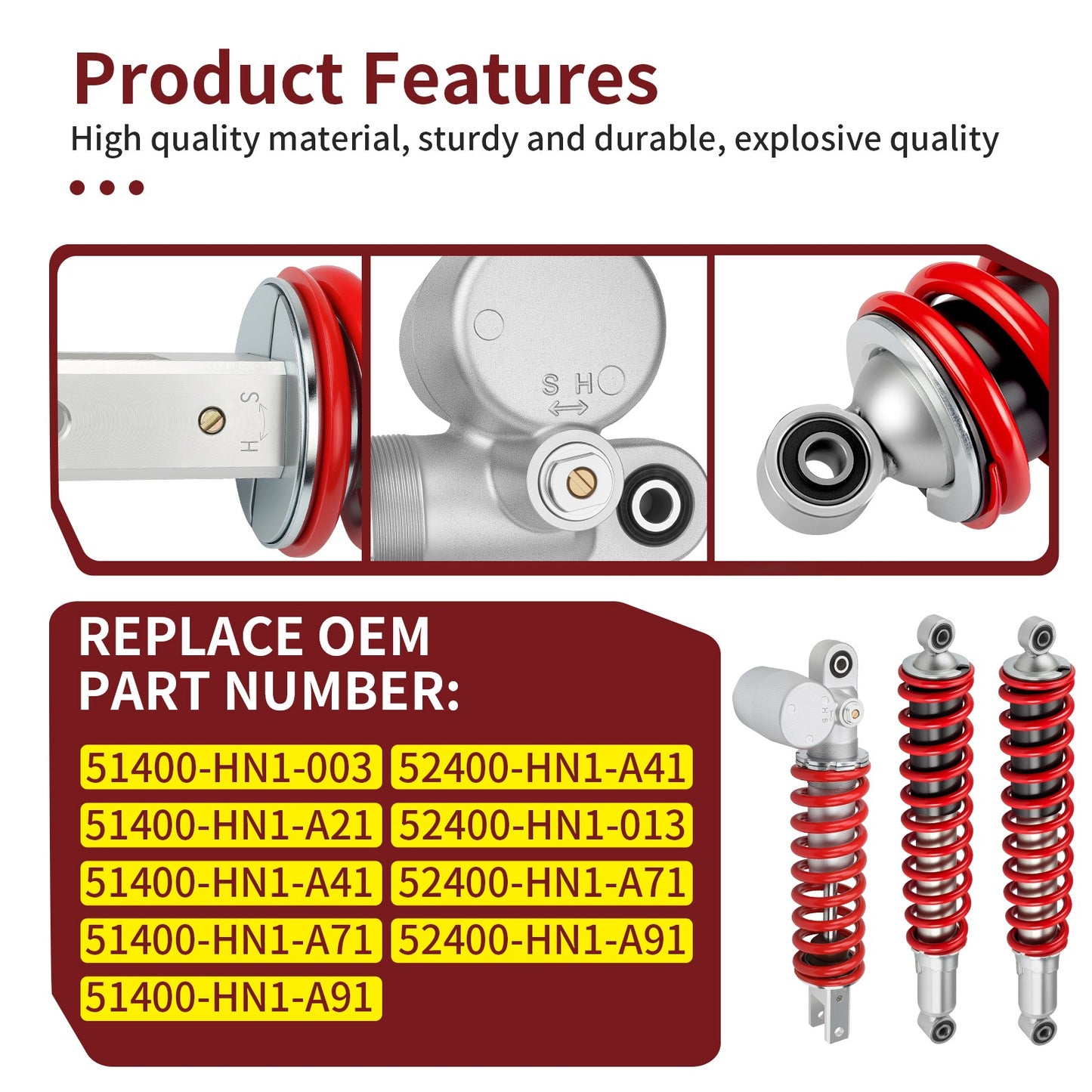 Set of 2 Front Rear Shock Absorbers for Honda Sportrax 400 (1999–2014)