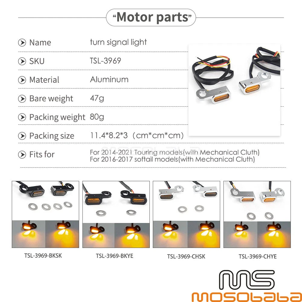 Mini LED E Mark Turn Signal Lights for Harley Softail FLS (2016-2017)