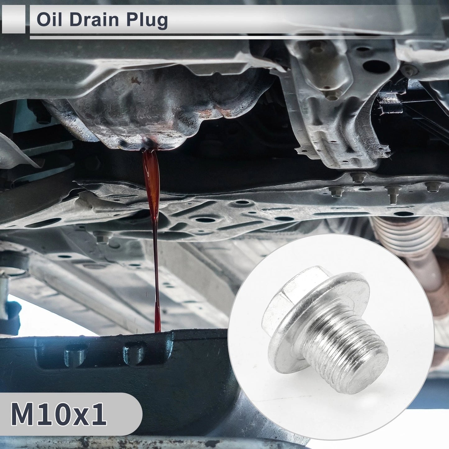 Set of 1 M10x1 Engine Oil Drain Plug with Gasket for Car Motorcycle Boat