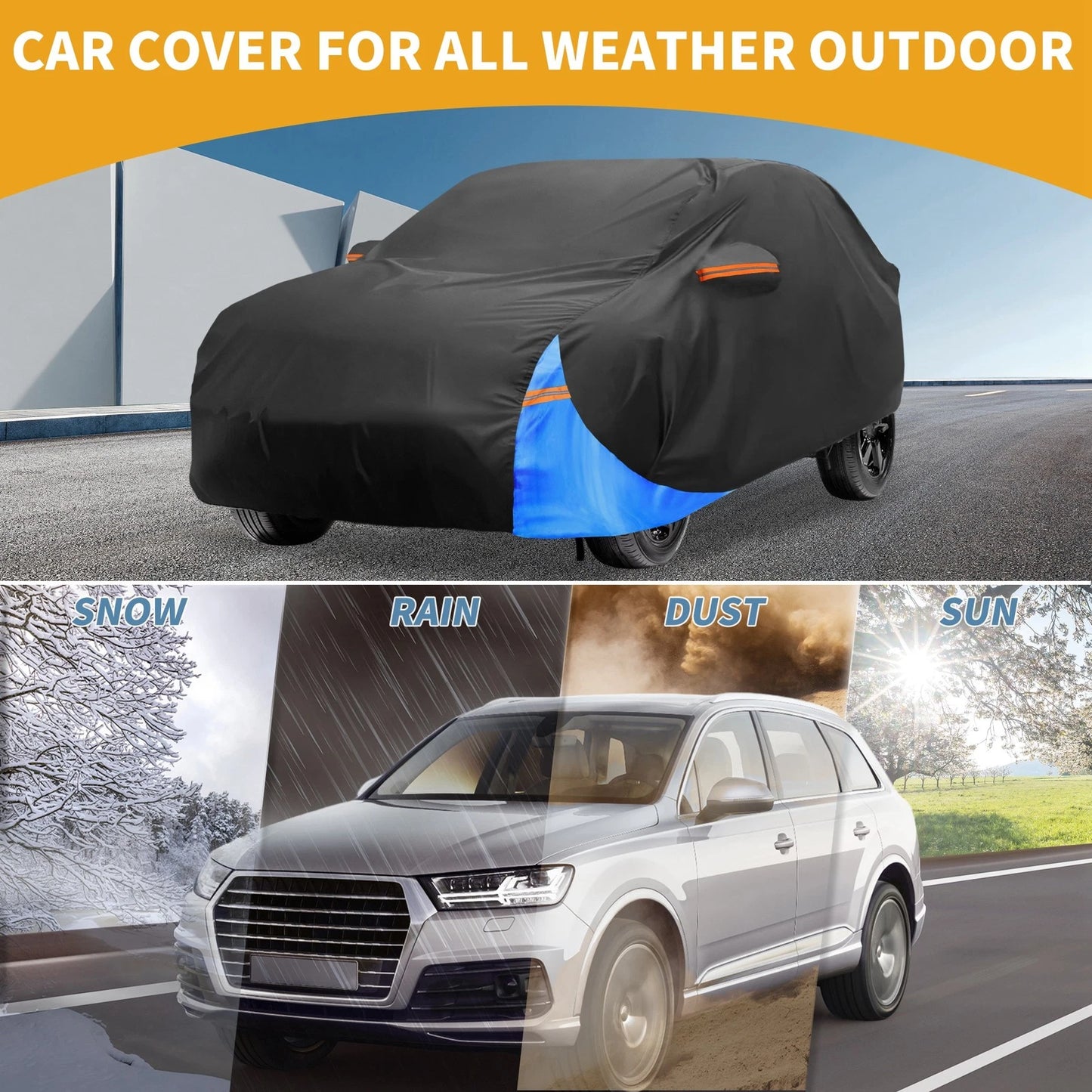 Waterproof Car Cover for BMW i4 (2022–2024) 210D-PU Black Blue