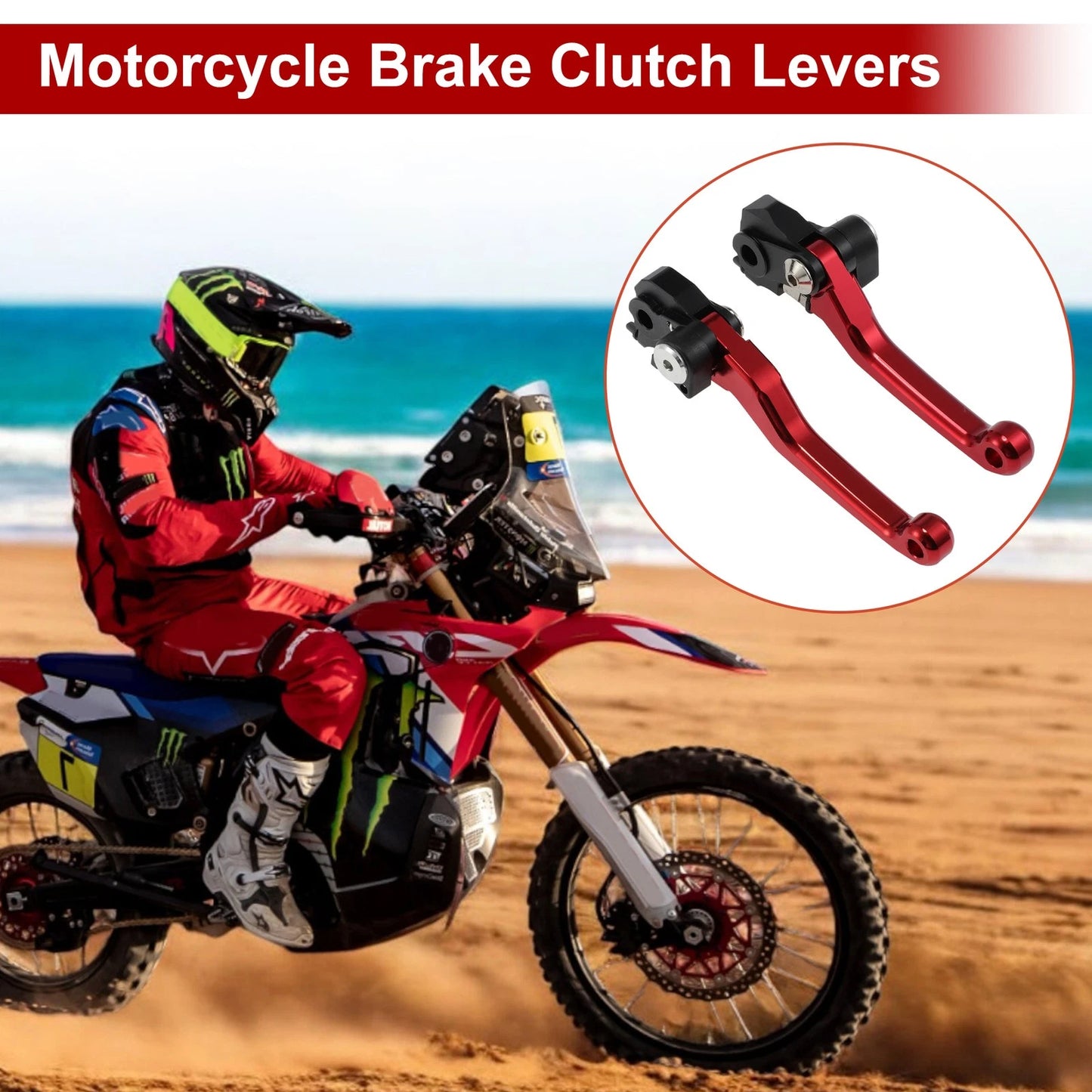 Short Brake Clutch Levers for Honda CRF450R CRF450RX (1 Pair) Red