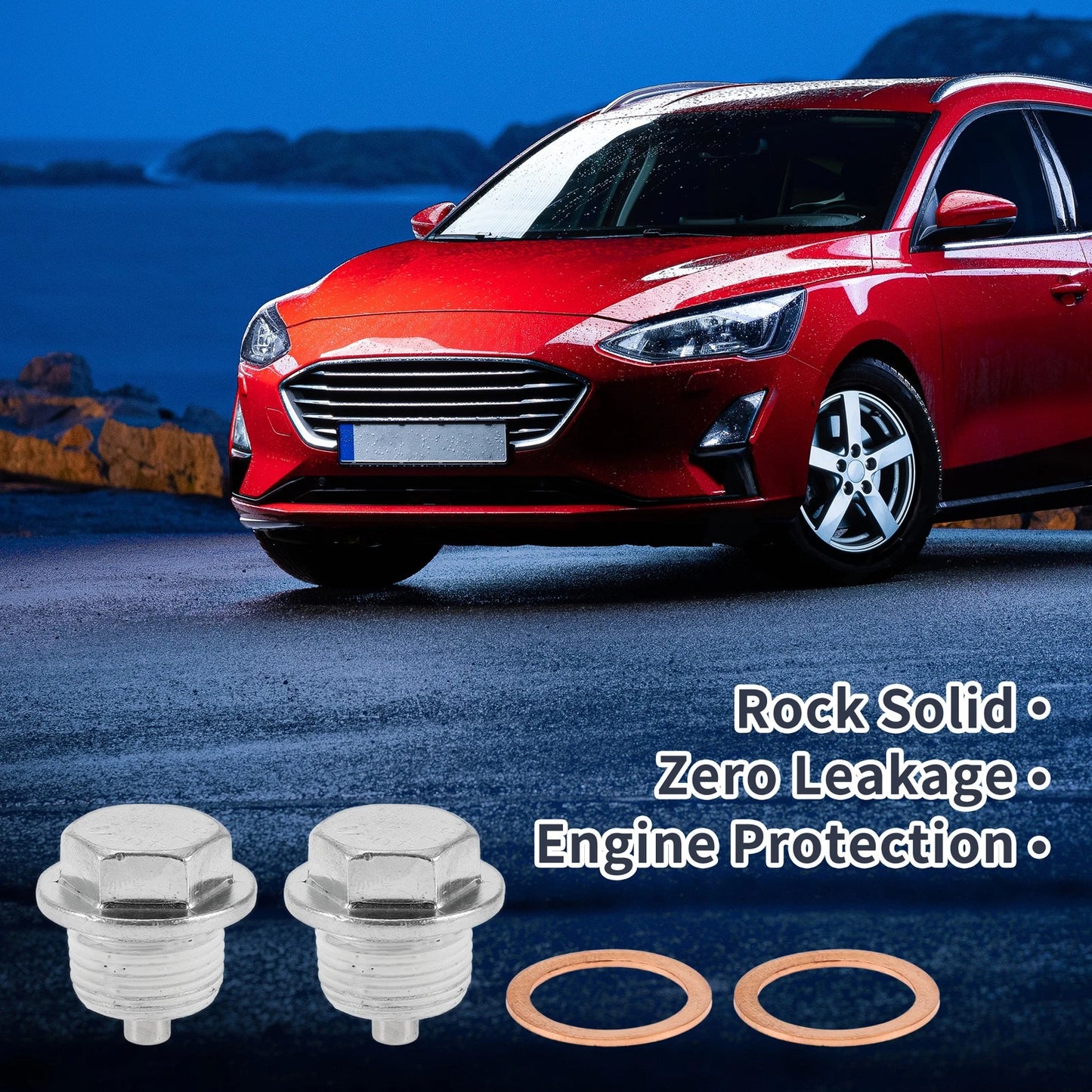 Set of 2 M20x1.5 Copper Oil Drain Plug with Gasket for Cars