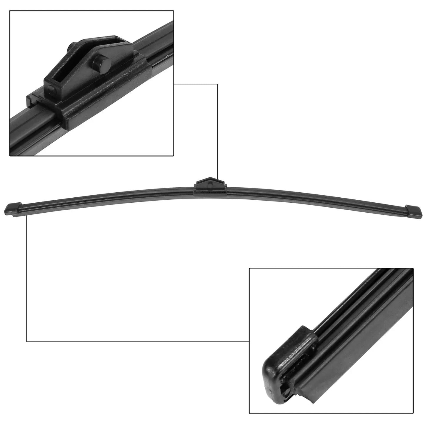 Rear Wiper Blade Arm Set 2 x 350mm for Audi A1 (2010-2020) Black