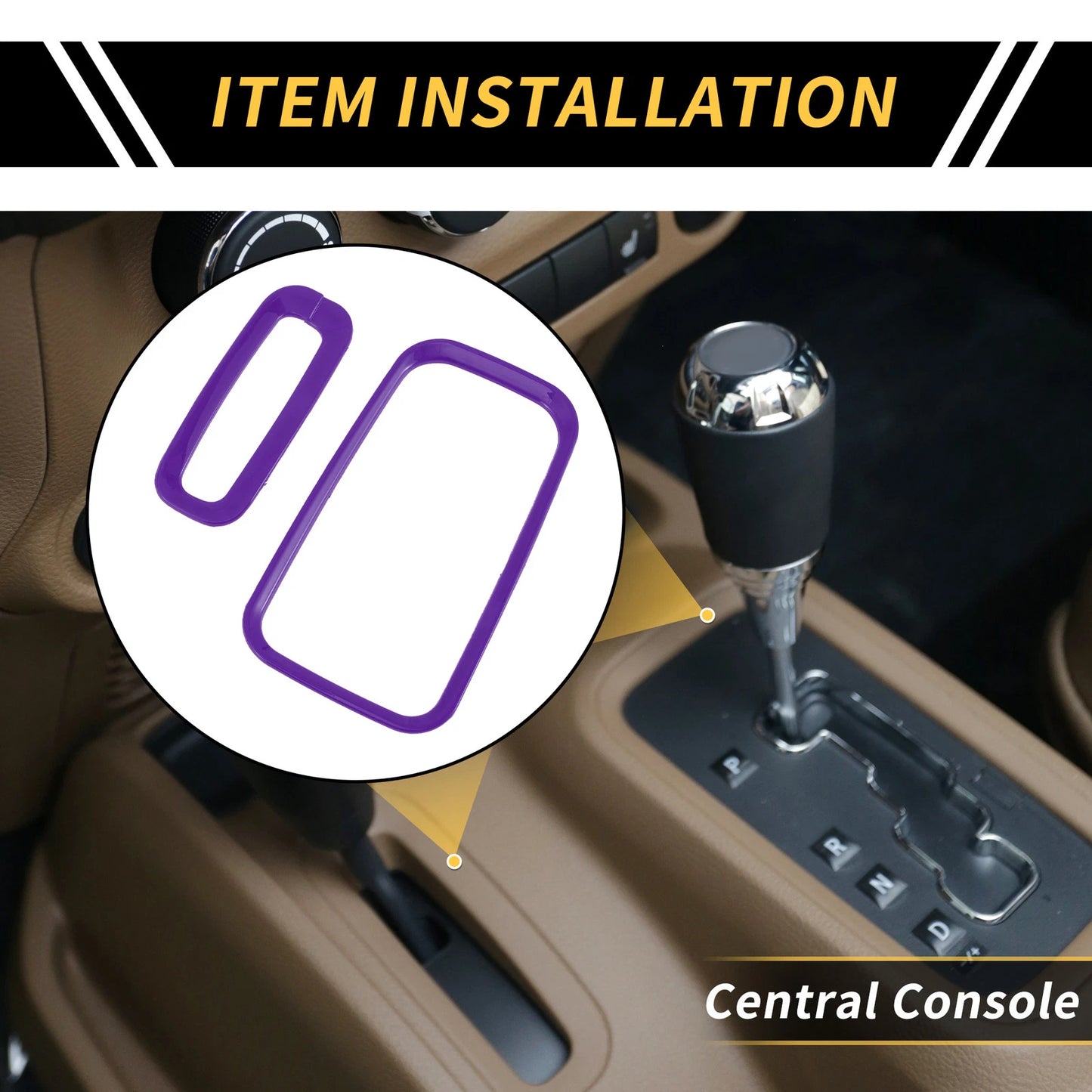 Center Console Gear Shift Ring Panel Cover Trim for Jeep Wrangler JK (2007–2018) - Purple