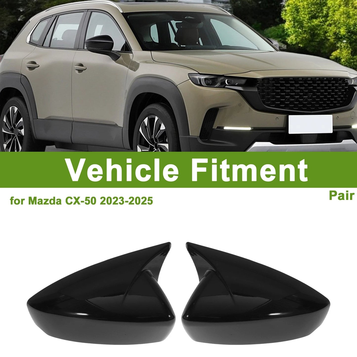 1 Pair Side Mirror Cover Caps for Mazda CX-50 (2023–2023) Gloss Black