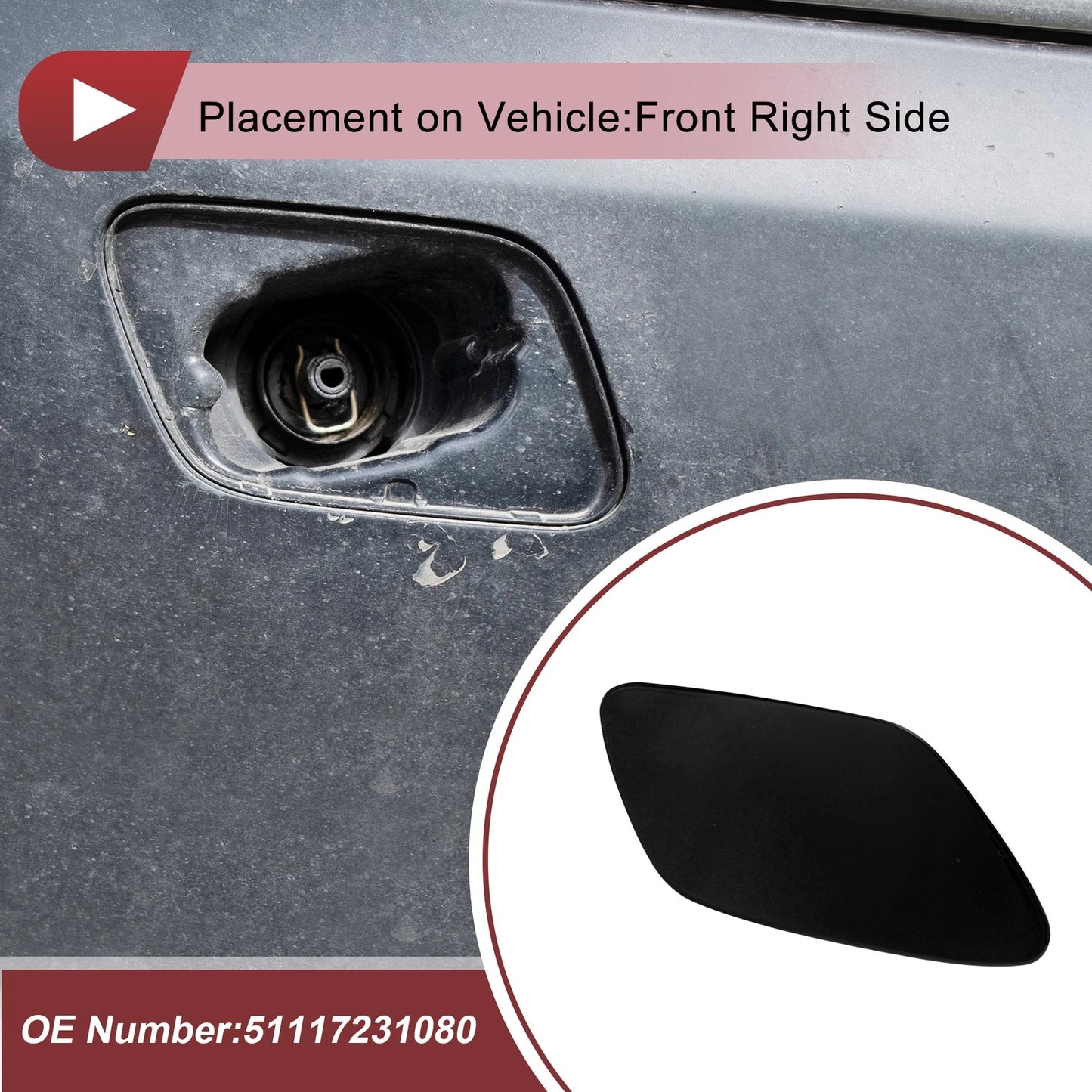 Bumper Headlight Washer Nozzle Cover Cap No. 51117231080 for BMW Z4 (2009–2016)