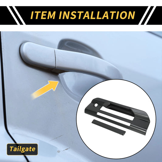Set of 2 Carbon Fiber Pattern Trunk Door Handle Bowl Covers for Ford Ranger (2023–2024)