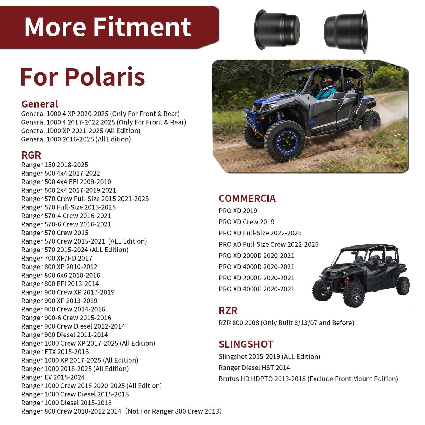 Set of 2 Cup Holders for Polaris Ranger 570 (2015–2024) RZR 800 (2008)