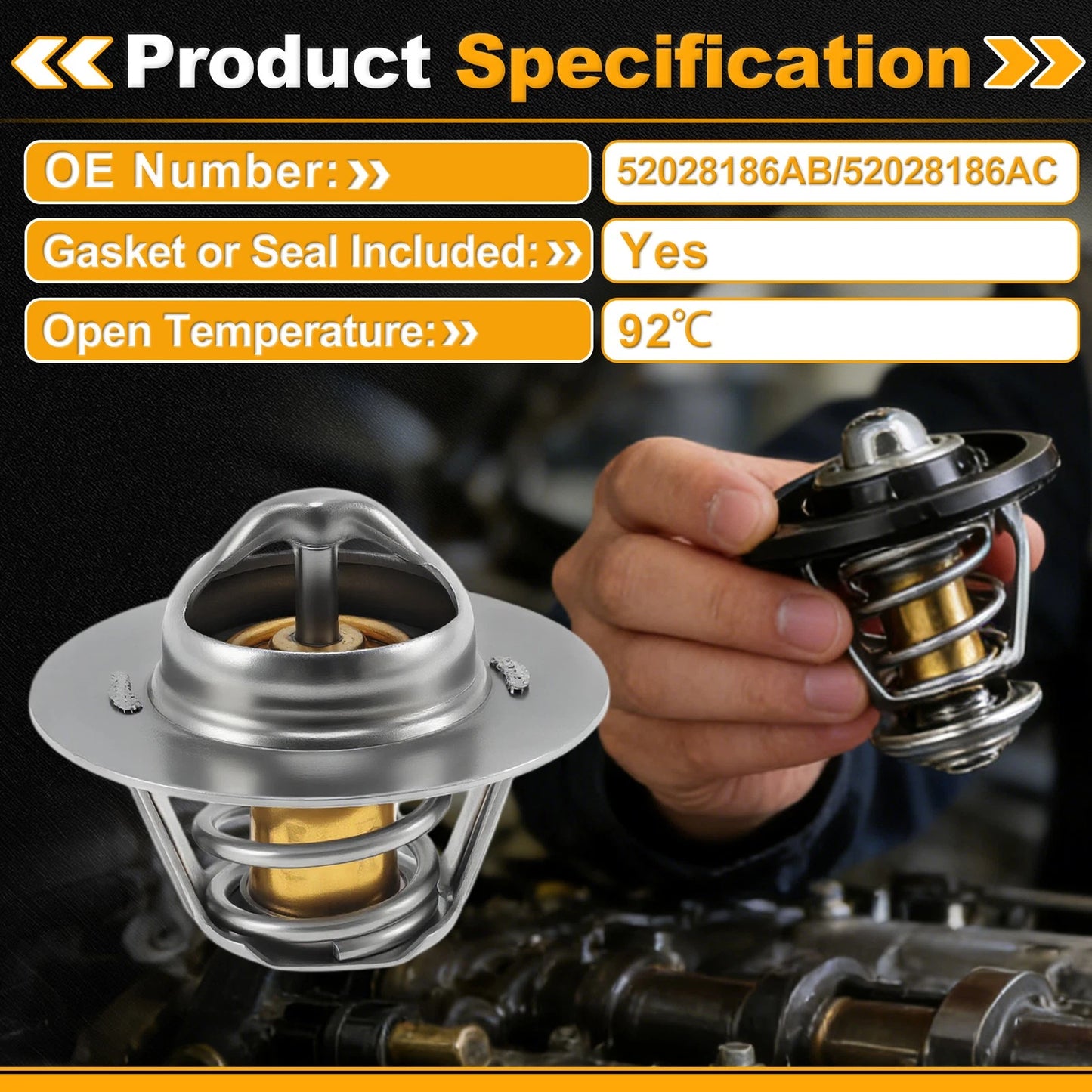 Engine Coolant Thermostat 52028186AB for Jeep Cherokee 4.0L (1984–2001)