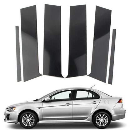 6 x Door Window Trim Covers for Mitsubishi Lancer Sedan (2008-2017) Black