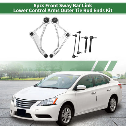 6 Pcs Front Stabilizer Bar Links & Lower Control Arms for Nissan Altima