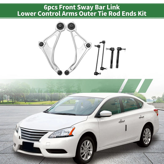 6 Pcs Front Stabilizer Bar Links & Lower Control Arms for Nissan Altima