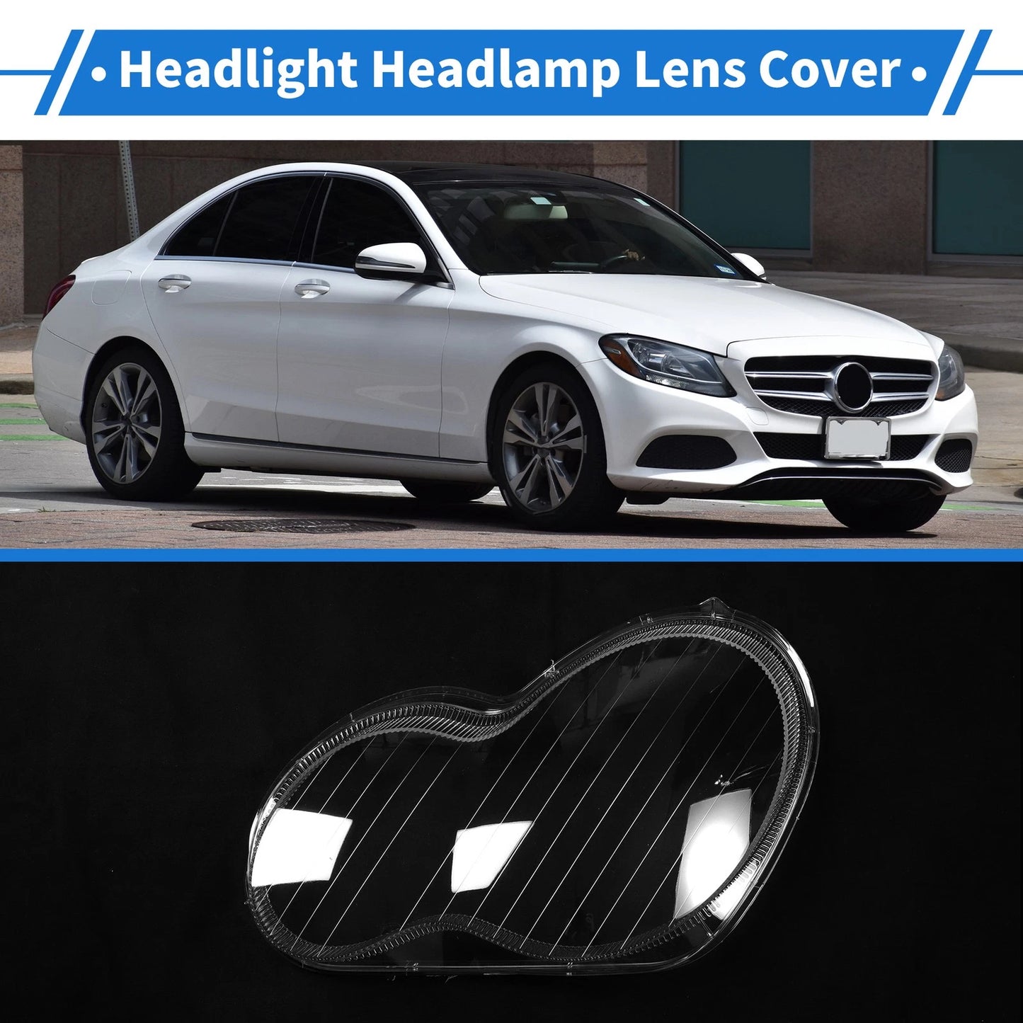 1 Pcs Headlight Lens Cover for Mercedes-Benz C-Class (2001–2017)
