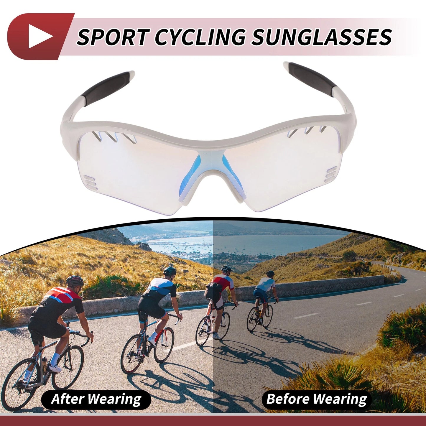 Set of 1 Motorcycle Riding Goggles for Universal Fit (Light Blue Lens)