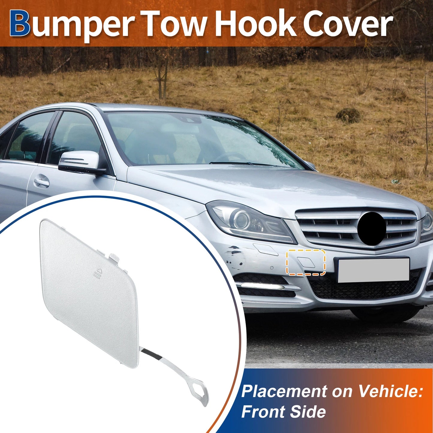 Tow Hook Cover for Mercedes-Benz (A2048850426) (2012–2015) Silver Tone