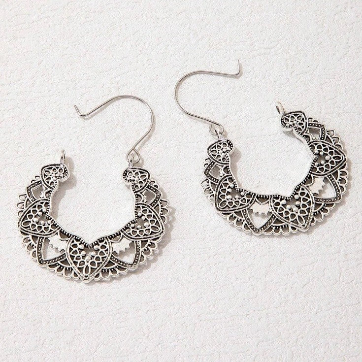 Set of 2 Boho Vintage Style Dangle Drop Hook Earrings for Women