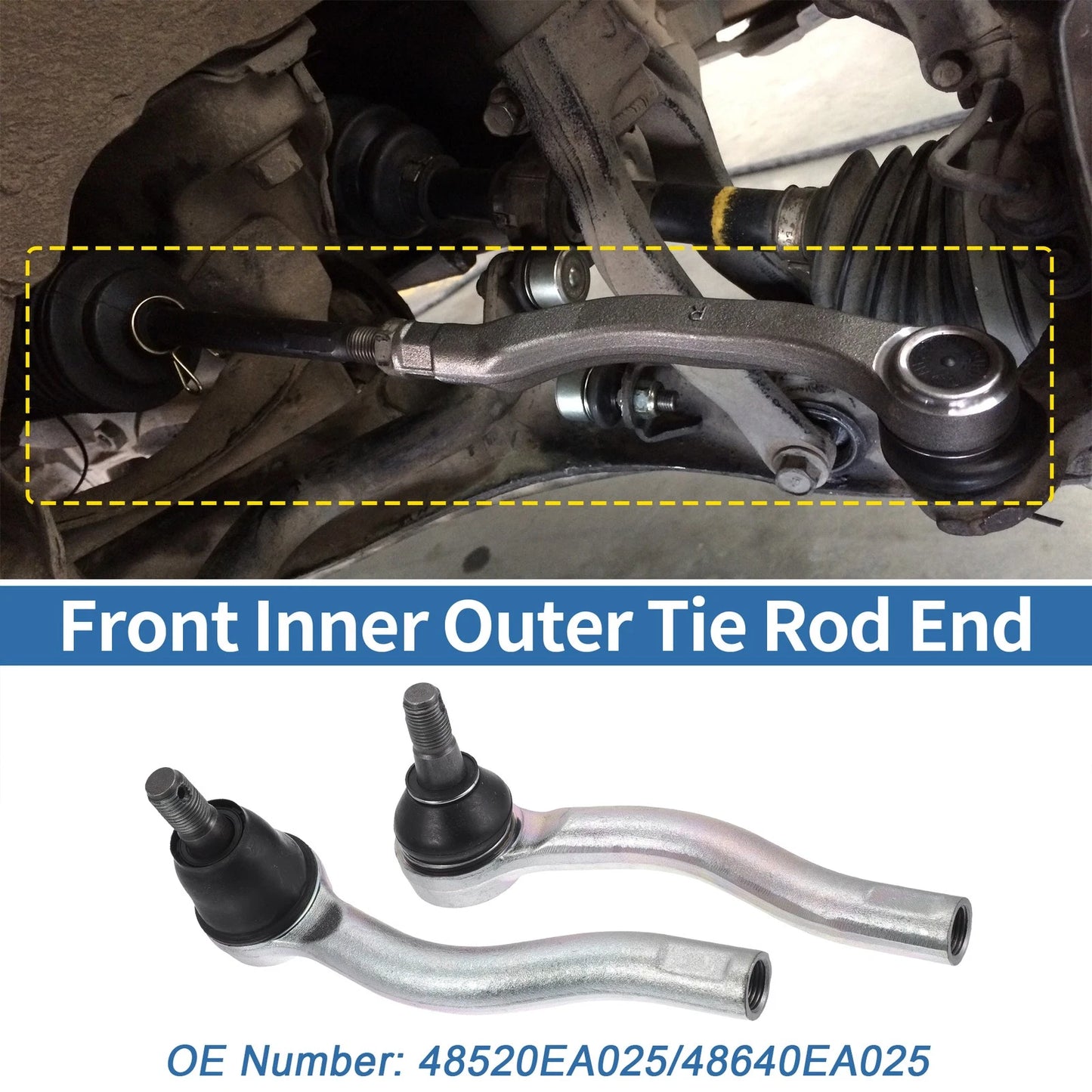 2pcs Front Outer Tie Rod End Links for Nissan Frontier (2005–2023) No. 48520EA025/48640EA025