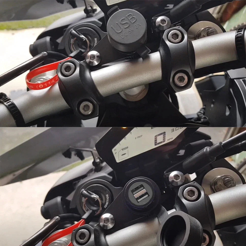 Dual USB Charger Adapter for Yamaha MT09, SP, XSR900, Tracer 900, MT07