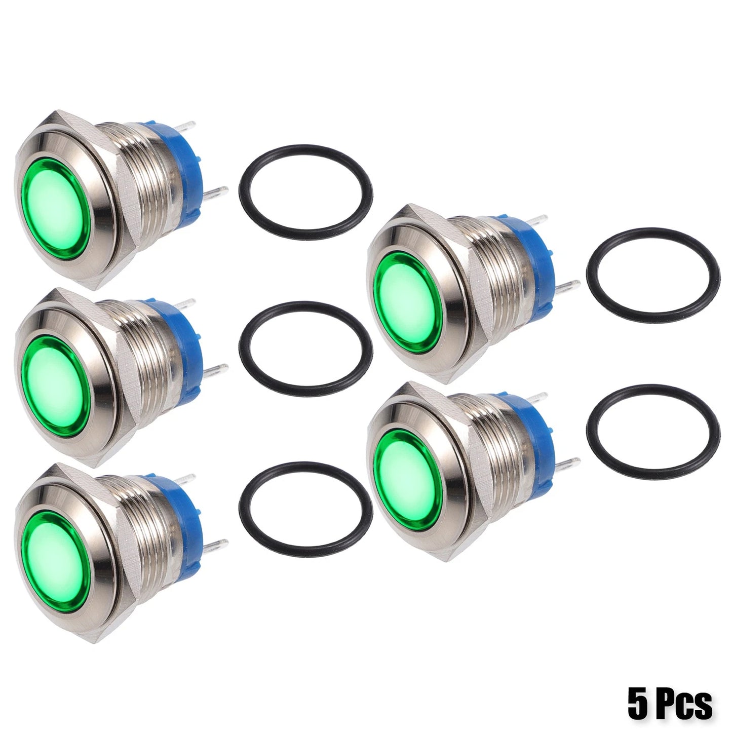 5 Pcs 16mm LED Waterproof Pilot Indicator Light for Various Models