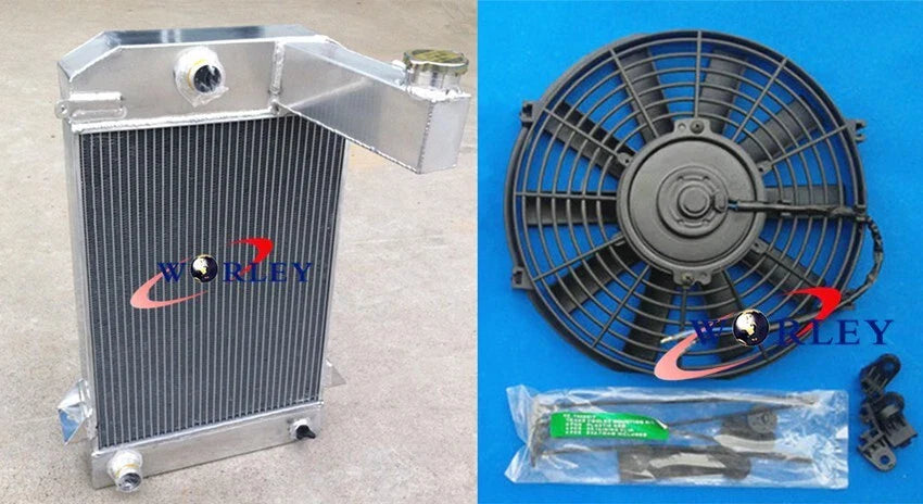 3 Row Aluminum Radiator + Fan for Triumph TR2/TR3/TR3A/TR3B (1953-1962)