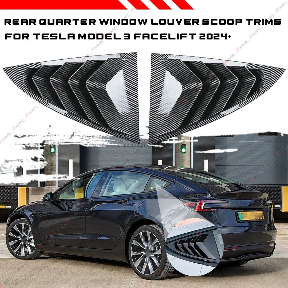 Air-intake Rear Side Window Louvers Cover Trims for Tesla Model 3