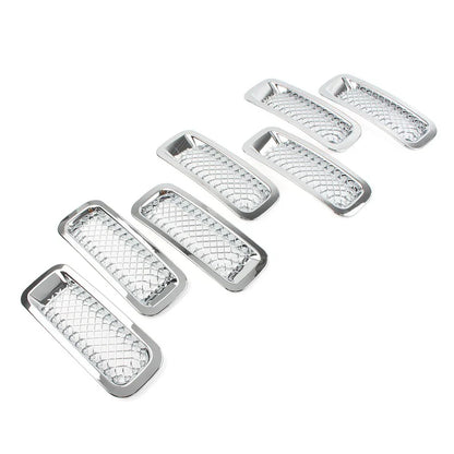 7 x Front Mesh Grille Cover for Jeep Patriot (2011-2017) Chrome ABS