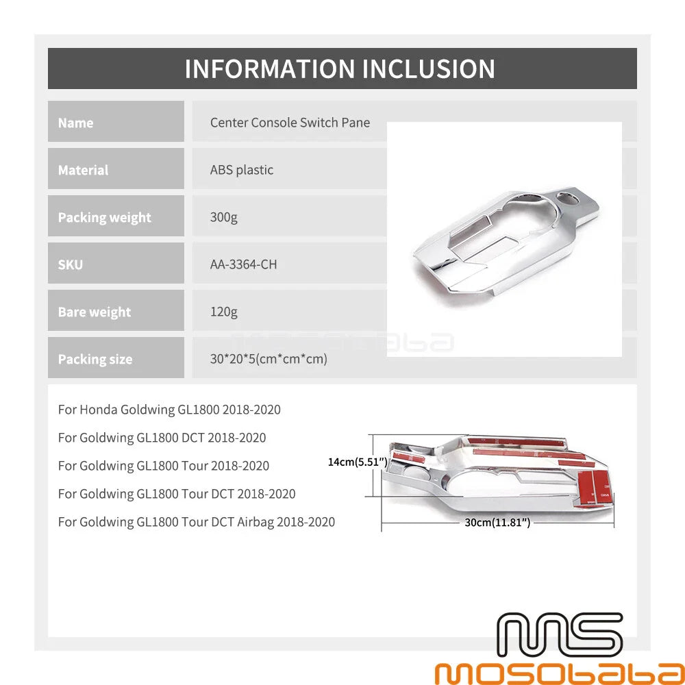 Chrome Switch Panel Cover for Honda Goldwing GL1800 (2018-2020)