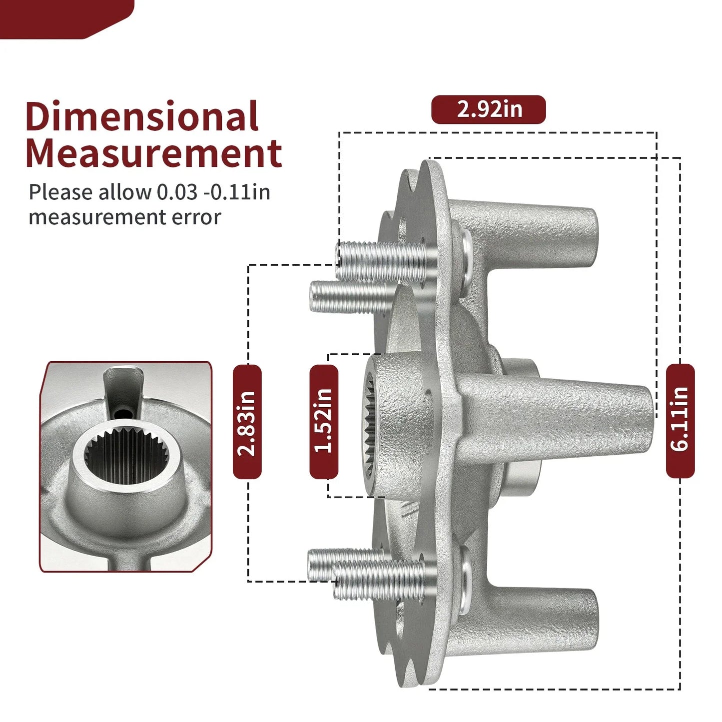 Pair Front Wheel Hub for Yamaha Grizzly YFM350/YFM400/YFM450 (2007–2014)