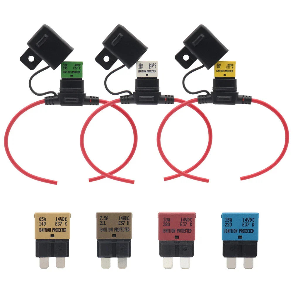 12V Auto Reset Circuit Breaker Fuse with Holder for Various Models (N/A)