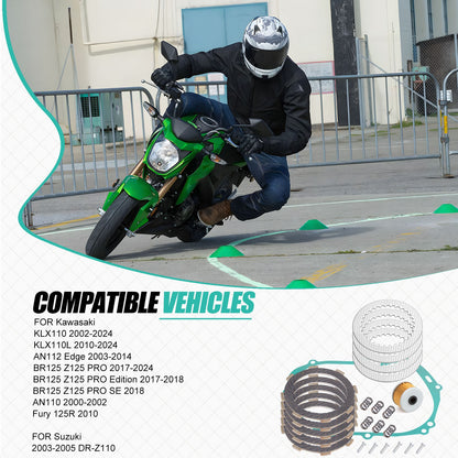 Clutch Friction Steel Plates Kit & Gasket for Suzuki DRZ110 (2003–2005)