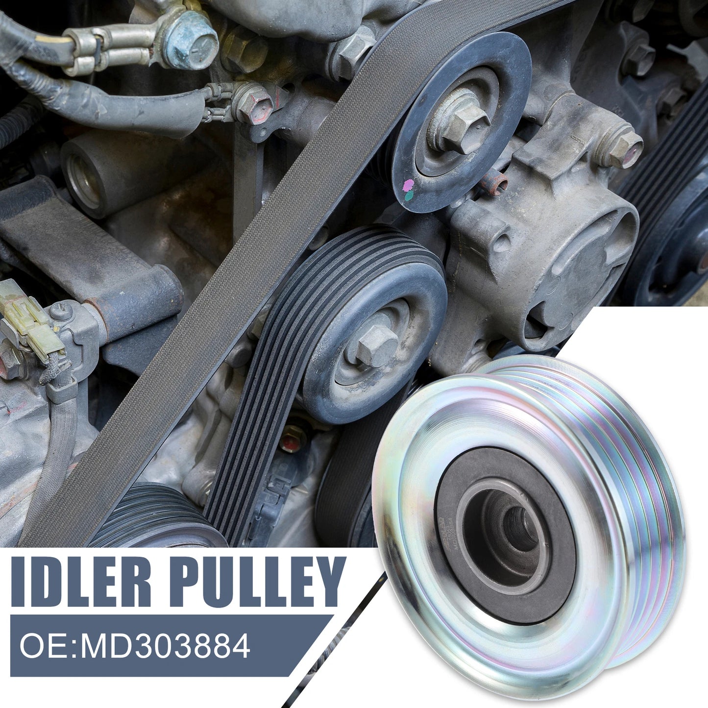 Drive Belt Idler Pulley for Mitsubishi Montero Sport (2001–2004) MD303884