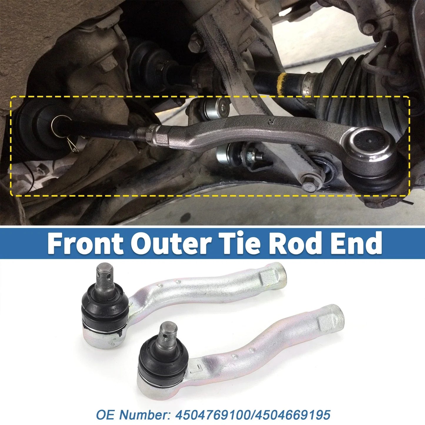 2 x Front Outer Tie Rod Ends for Toyota Land Cruiser (1998-2002)