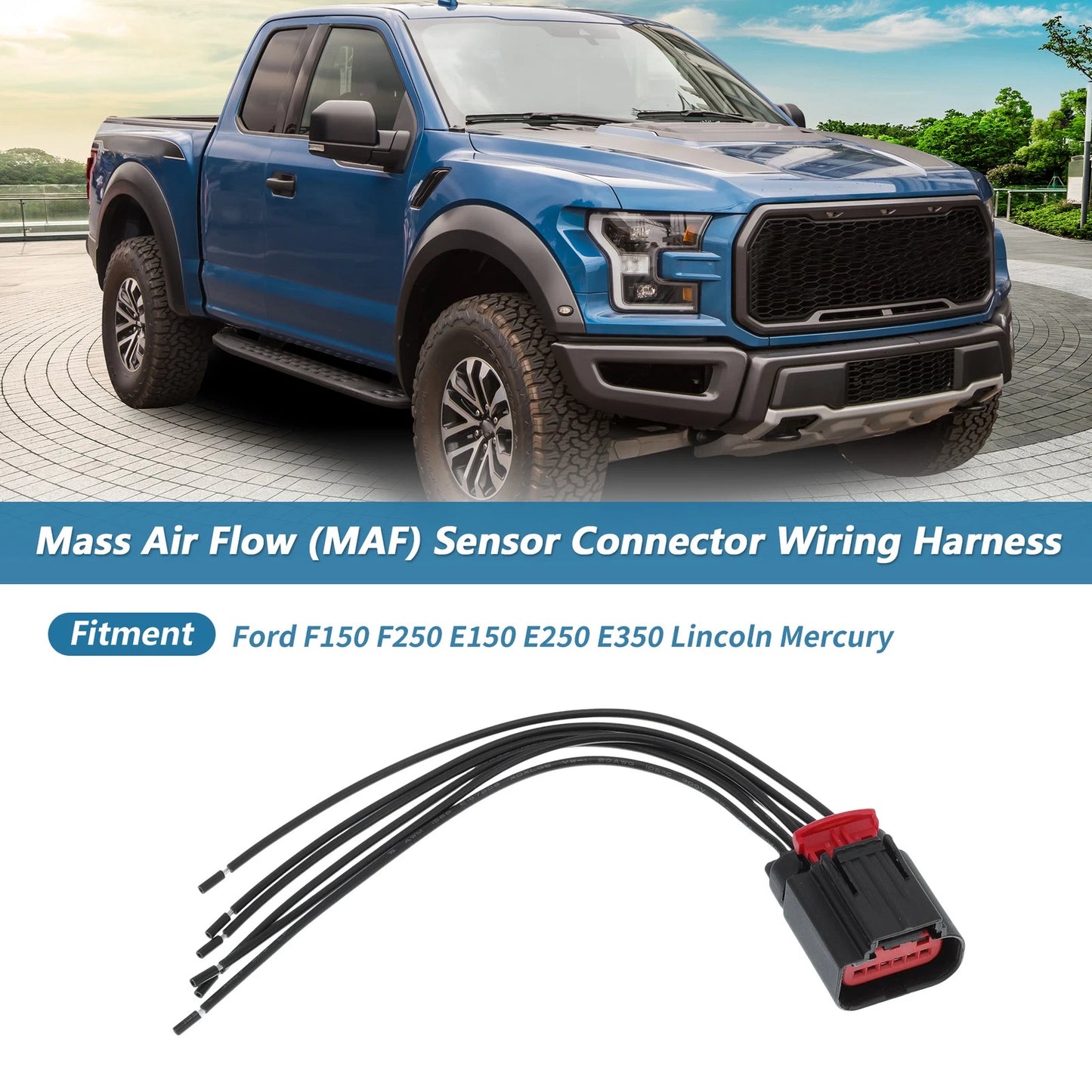 Mass Air Flow Sensor Connector Wiring Harness for Ford F150 F250 E150 E250 (1997–2020)