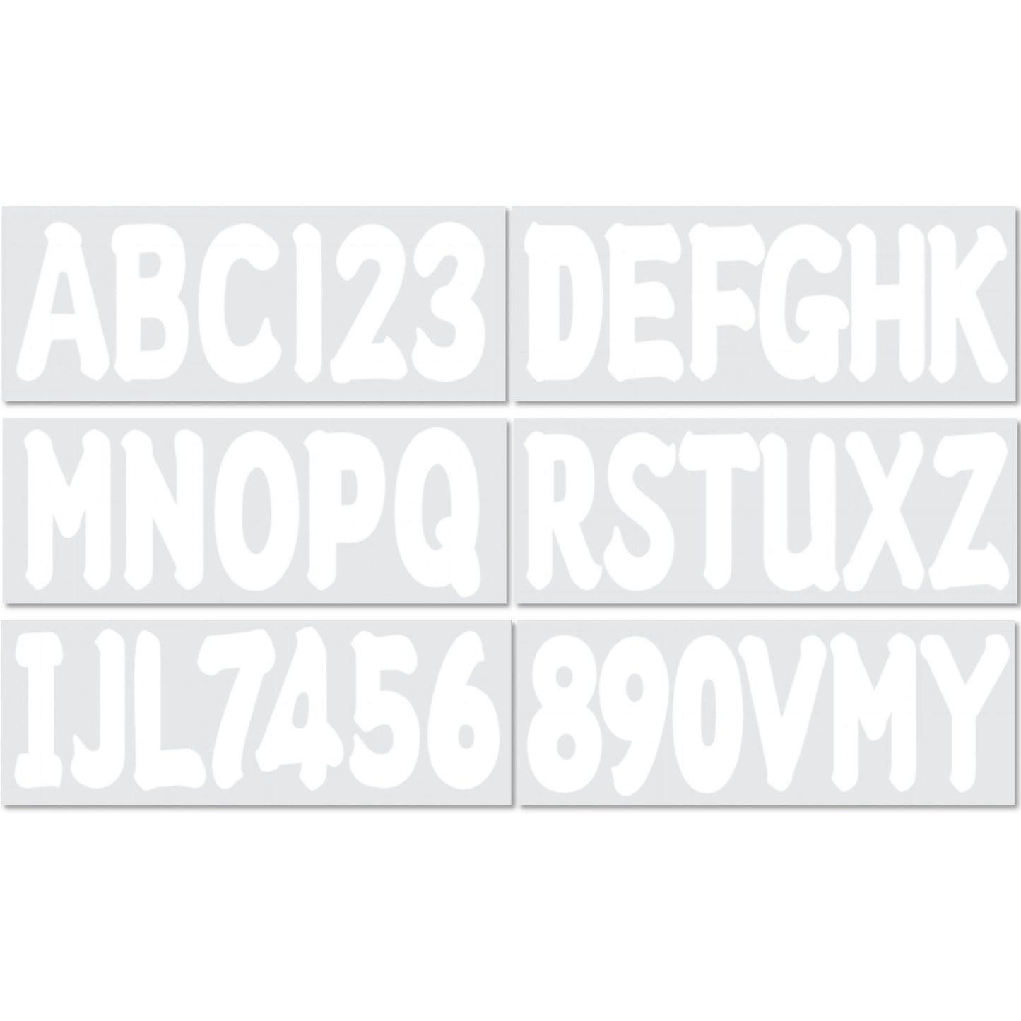 Set of 4 Custom Boat Registration Numbers Decals A-Z & 0-9 White