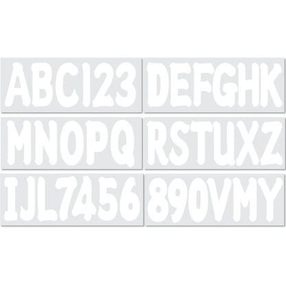 Set of 4 Custom Boat Registration Numbers Decals A-Z & 0-9 White