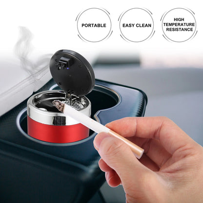 Universal Car Ashtray Trash Can with LED Light - Red