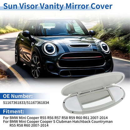 Sun Visor Vanity Mirror Cover for BMW Mini Cooper R55 R56 (2007–2013) No.51167361833 Gray