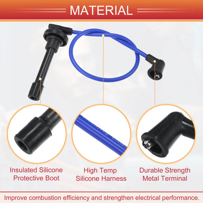 Set of 4 Spark Plug Wire Ignition Coil Cables No. 32722PM6B00 for Honda Civic CRX (1988)