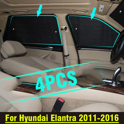 Sunshade / 4 x Side Window Privacy Sunshade for Hyundai Elantra (2011–2016)