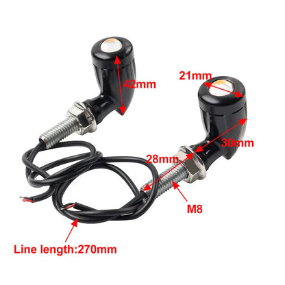 Mini Turn Signal Light Blinker 8mm Chrome for Bobber Cafe Racer