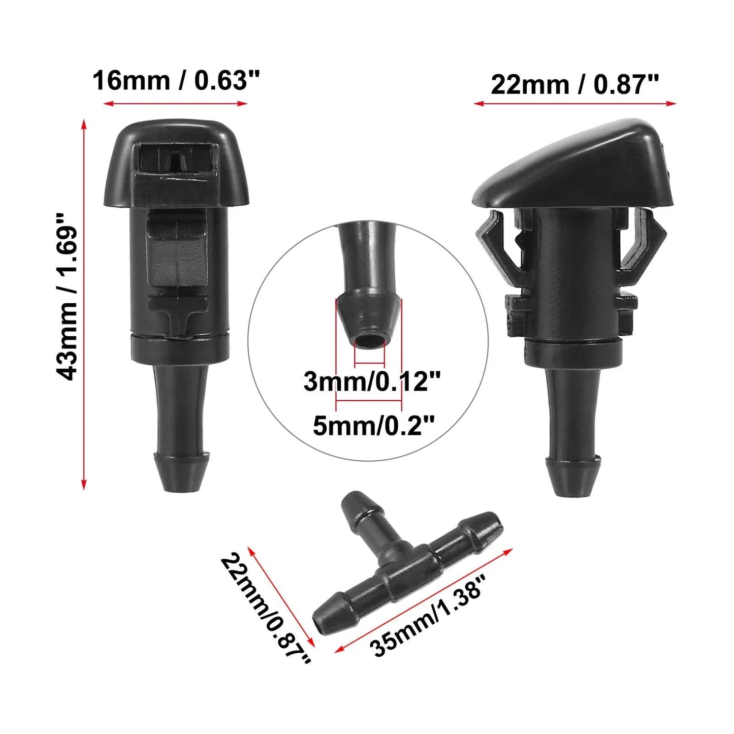 4 x Front Windshield Washer Nozzles for GMC Envoy (2002-2009)