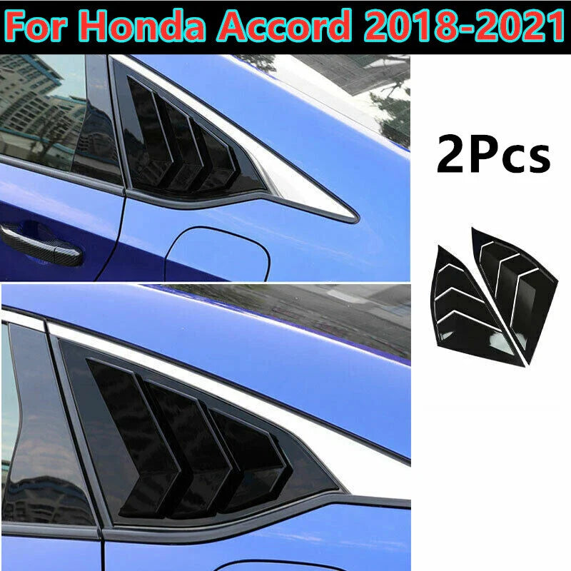 Quarter Window Louver Cover Glossy Black for Honda Accord (2018–2021)
