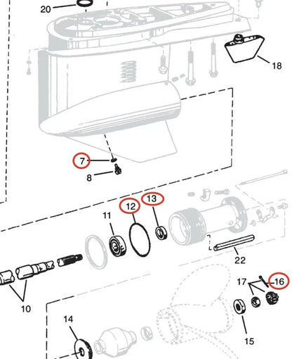 Lower Gearcase Seal with O-ring Kit for OMC Cobra Volvo Penta SX (1990–2000)
