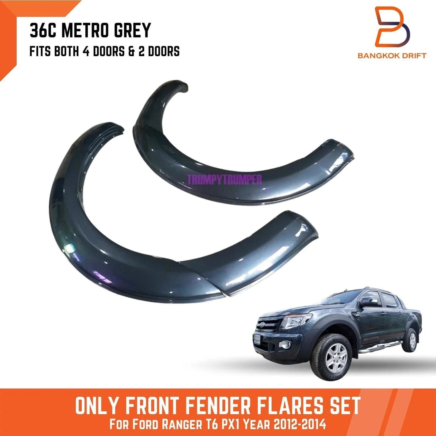 Front Fender Flares for Ford Ranger T6 PX1 2012-2014 ( METRO GREY)