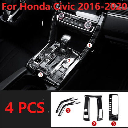 Carbon Fiber Console Shift Panel Cover for Honda Civic (2016–2020)