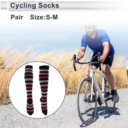 Cycling Socks Anti-friction Size S-M High-cut Purple Rose Red