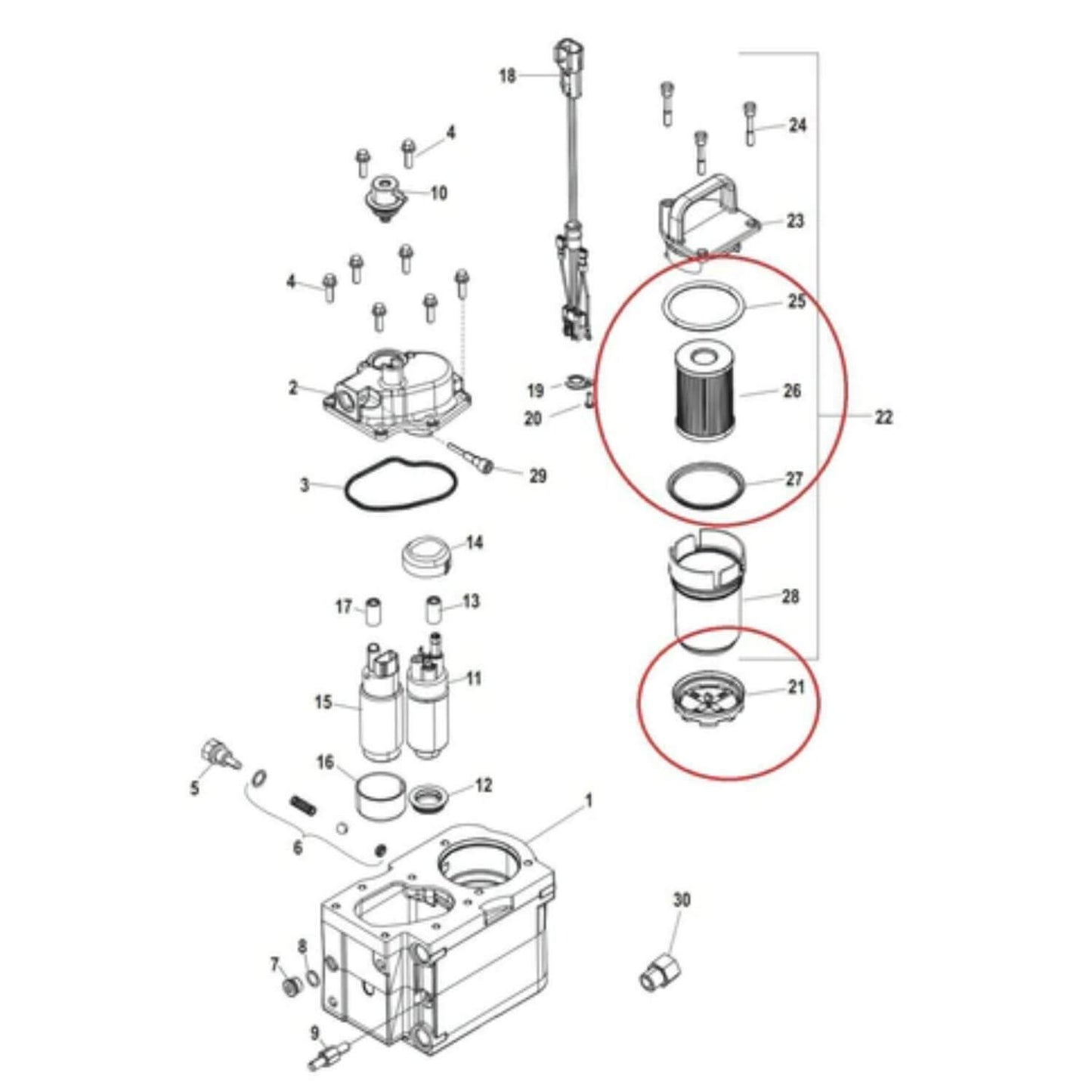 Set of 2 Fuel Filters for MerCruiser Engine (35-8M0204703, 35-892665)